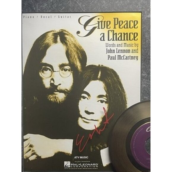 1995 JOHN LENNON PLASTIC ONO BAND GIVE PEACE A CHANCE 24K GOLD LTD ED 1599/5000 - Picture 8 of 11